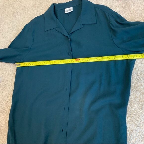 Eileen Fisher dark teal 100% silk two piece dress blouse set Sz M - Picture 13 of 16